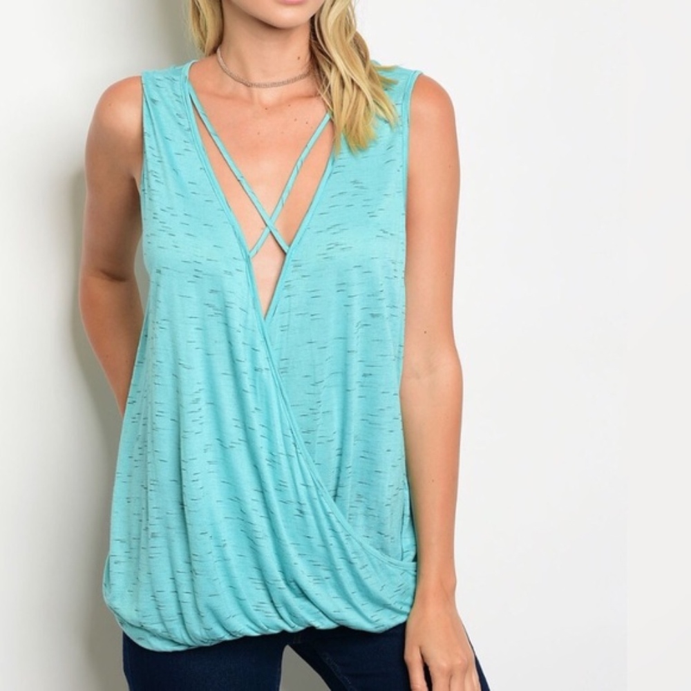 Aqua & Black Marled Crisscross Tunic - Picture 5 of 6